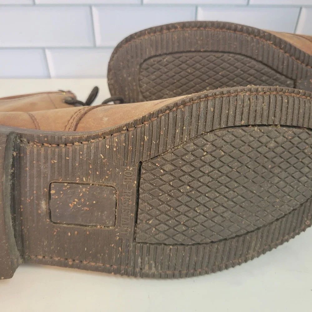 LL Bean Katahdin Iron Works Engineer Boots Brown Leather Cap Toe Mens 9.5 D